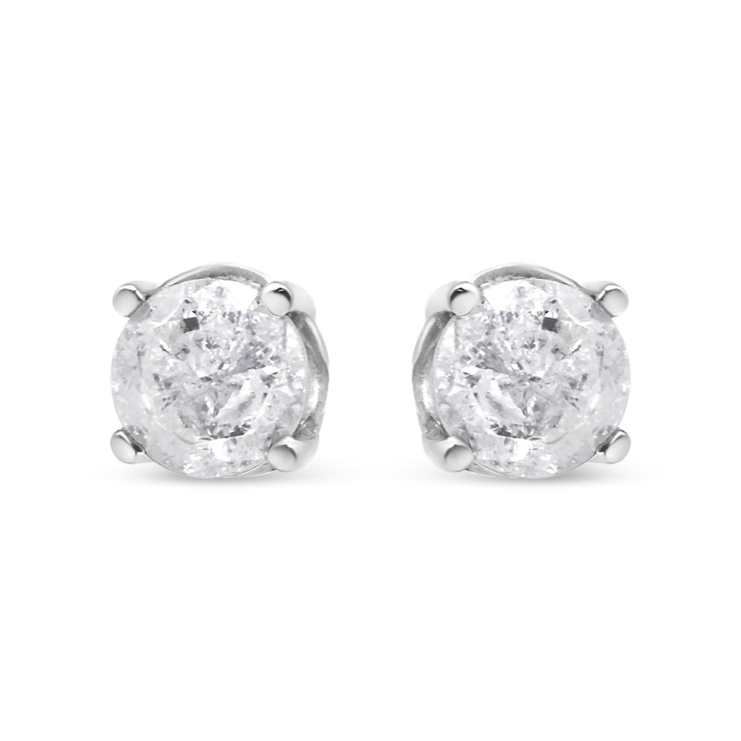 14K White Gold 3/4 Cttw Lab Grown Diamond 4-Prong Classic Stud Earrings (F-G Color, VS2-SI1 Clarity)
