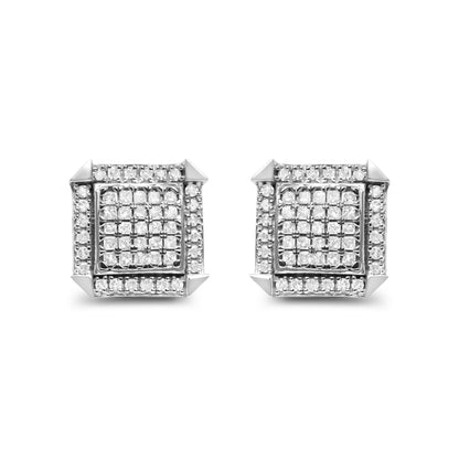 10K White Gold 1.0 Cttw Diamond  Composite with Halo Stud Earrings (H-I Color, I1-I2 Clarity)