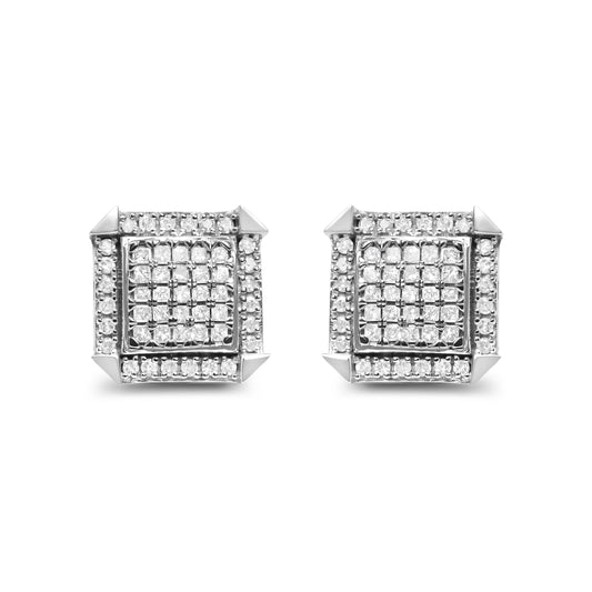 10K White Gold 1.0 Cttw Diamond  Composite with Halo Stud Earrings (H-I Color, I1-I2 Clarity)