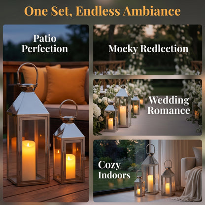 26"&19"& 13" High Elegant Candle Lantern Metal Lanterns for Versatile Indoor & Outdoor