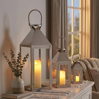 26"&19"& 13" High Elegant Candle Lantern Metal Lanterns for Versatile Indoor & Outdoor