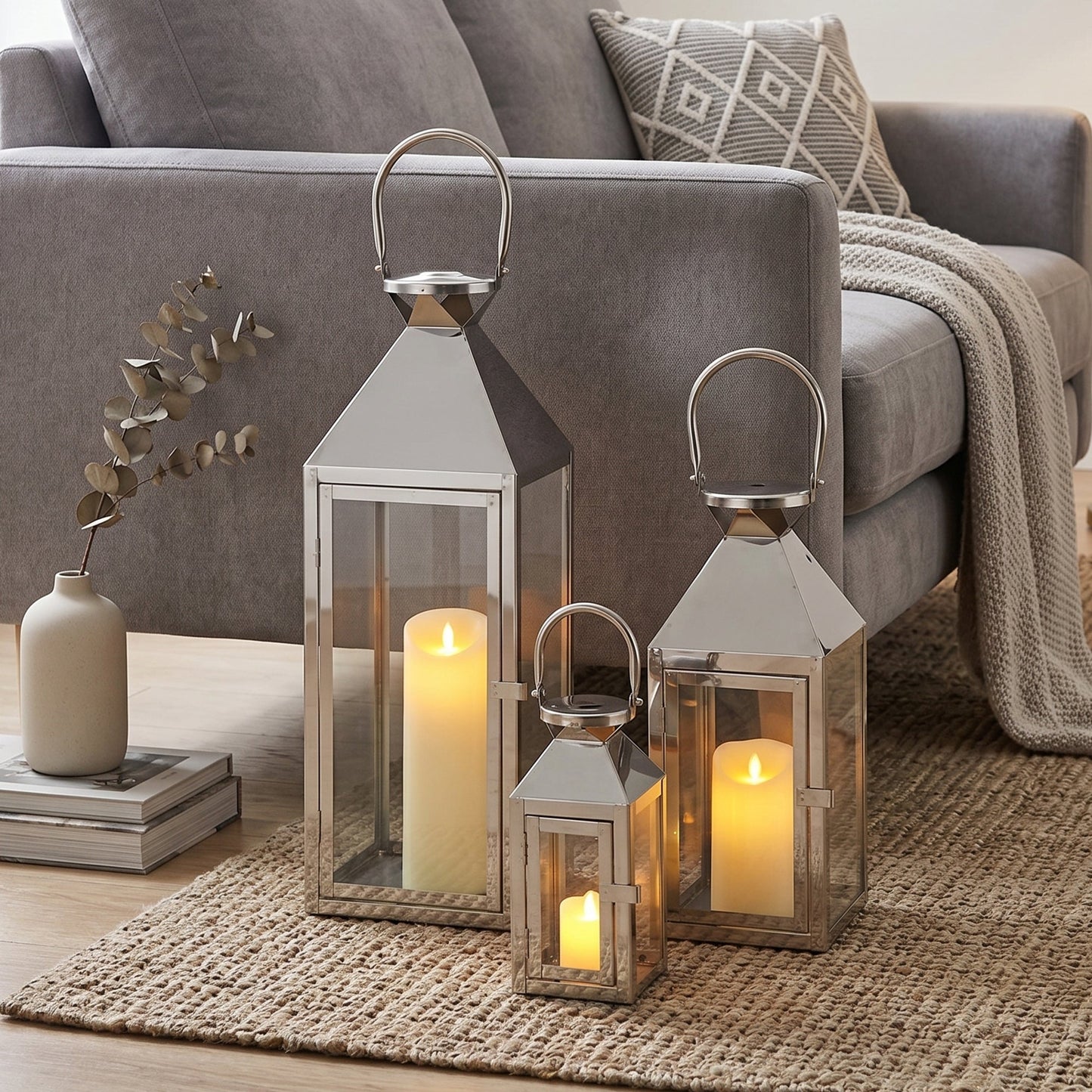 26"&19"& 13" High Elegant Candle Lantern Metal Lanterns for Versatile Indoor & Outdoor