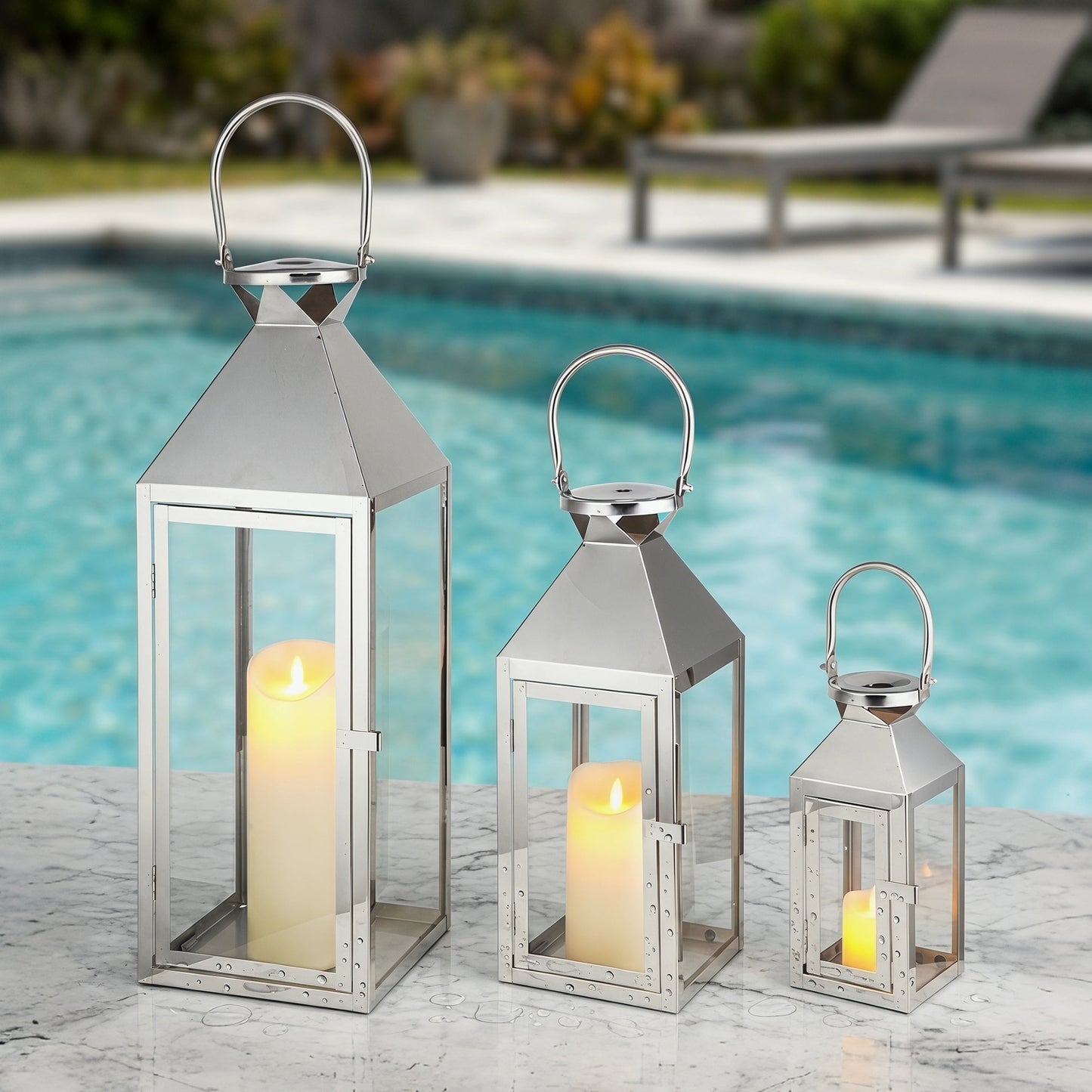 26"&19"& 13" High Elegant Candle Lantern Metal Lanterns for Versatile Indoor & Outdoor
