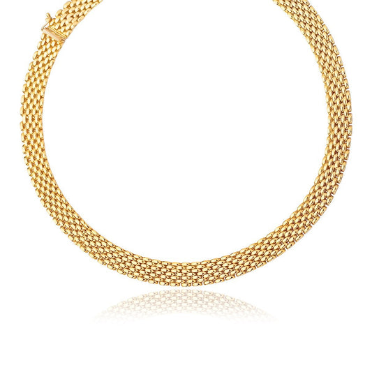 Collier souple en or jaune 14 carats motif panthère 9,0 mm