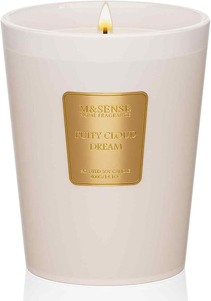 M&SENSE Puffy Cloud Dream Scented Candle Home Decor, Natural Soy Wax,4.1oz 60 Hours Long Lasting Slow Burning, Aromatherapy Candle for Stress Relief