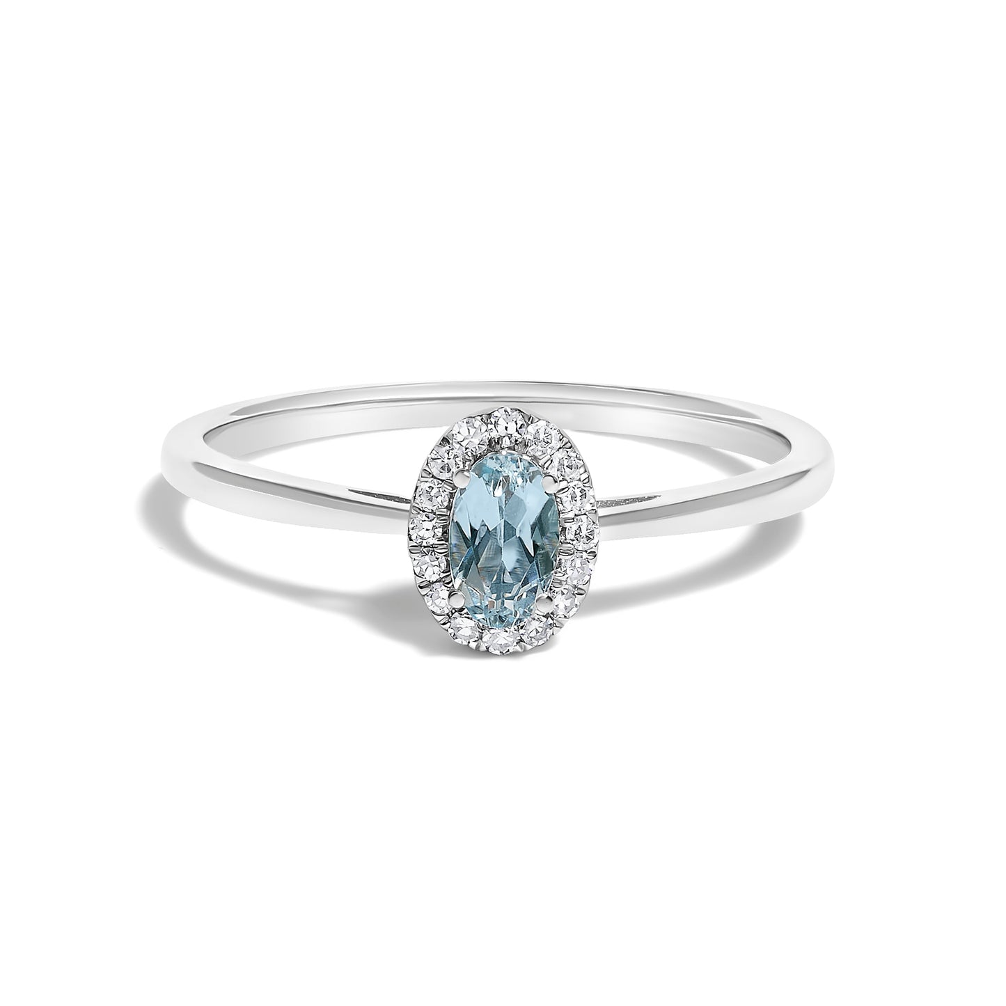 10K White Gold 5X3MM Oval Purple Amethyst and Diamond Accent Halo Ring (I-J Color, I1-I2 Clarity) - Ring Size 6.5
