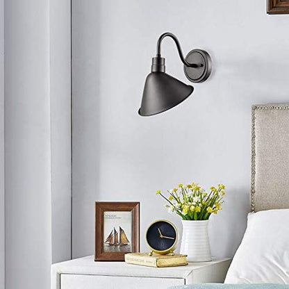 DIRYZON Industrial Gooseneck Wall Sconces Antique Black Barn Light for Kitchen Sink Patio Porch Set of 2