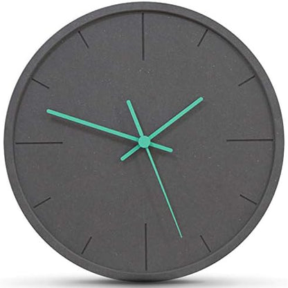 Stephanie Imports Modern Minimalist Dark Concrete Silent Wall Clock (Teal Hands)