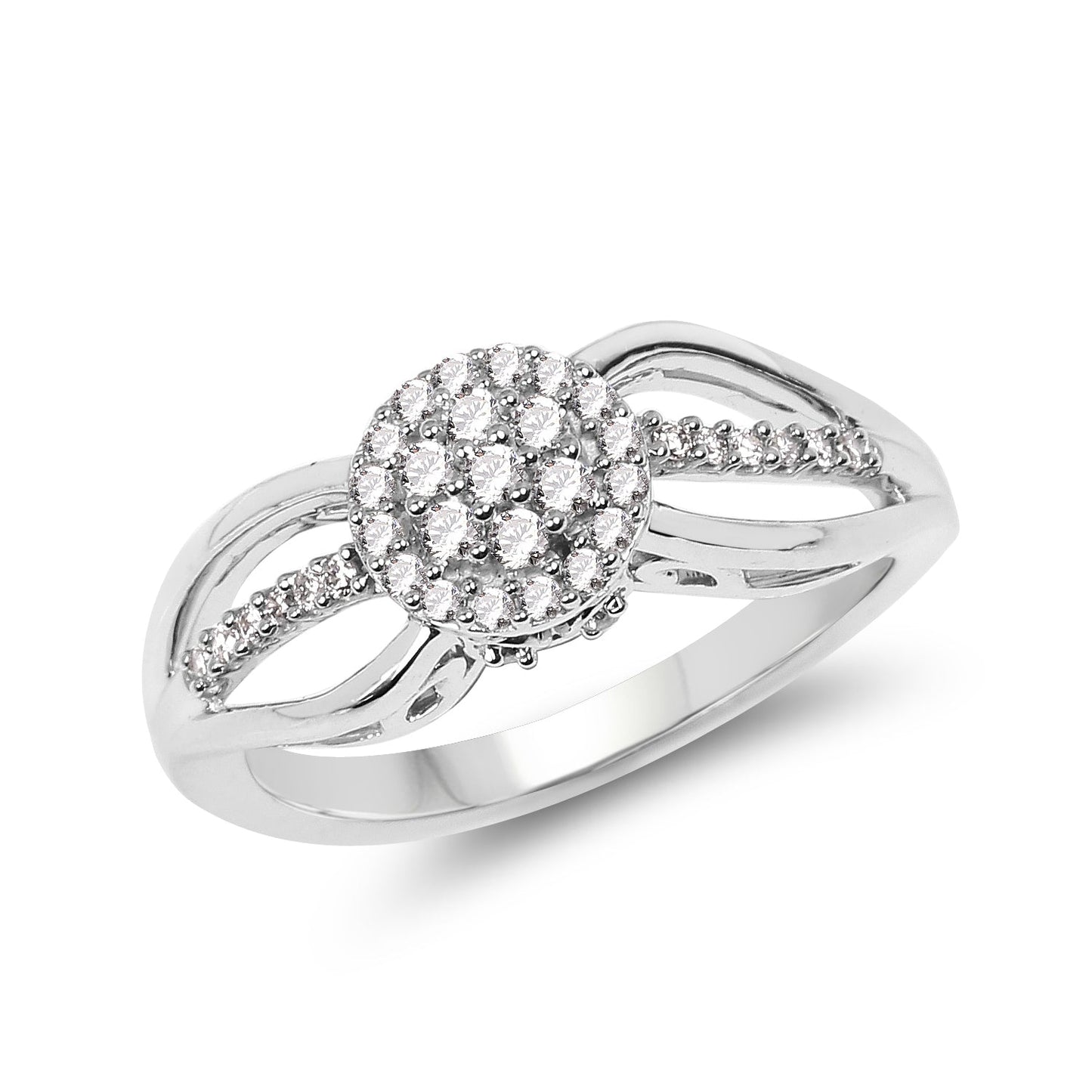 0.25 Carat Genuine White Diamond 14K White Gold Ring (E-F Color, SI Clarity)