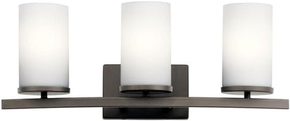 KICHLER Crosby 23" 3 Light Vanity Light Satin Etched Cased Opal Olde Bronze®,White
