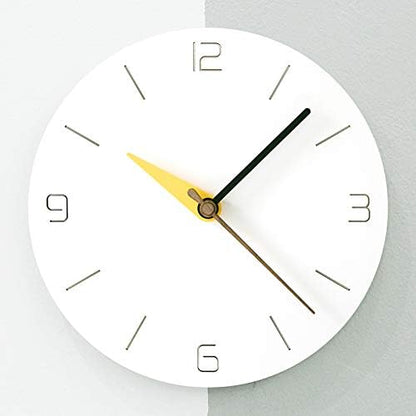 Stephanie Imports Modern Minimalist White & Spring Yellow Silent Wall Clock