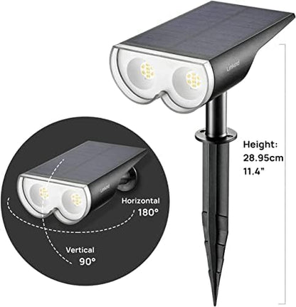 Linkind Solar Lights Outdoor Waterproof IP67, StarRay Dusk-to-Dawn Outdoor Solar Lights, 3 Lighting Modes Solar Spot Lights Outdoor for Garden, Yard, Landscape (Warm White, 4 Pack)