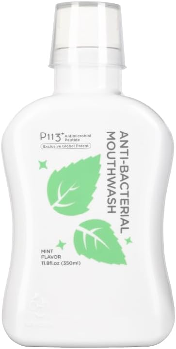 Mouthwash for Kids P113+ Peptide Anti Cavity Mouth Rinse Alcohol Free for Teeth and Gums Safe Oral Hygiene for Newborn to Toddler 11.08 fl oz (11.08 Fl oz, Mint(for Adult))