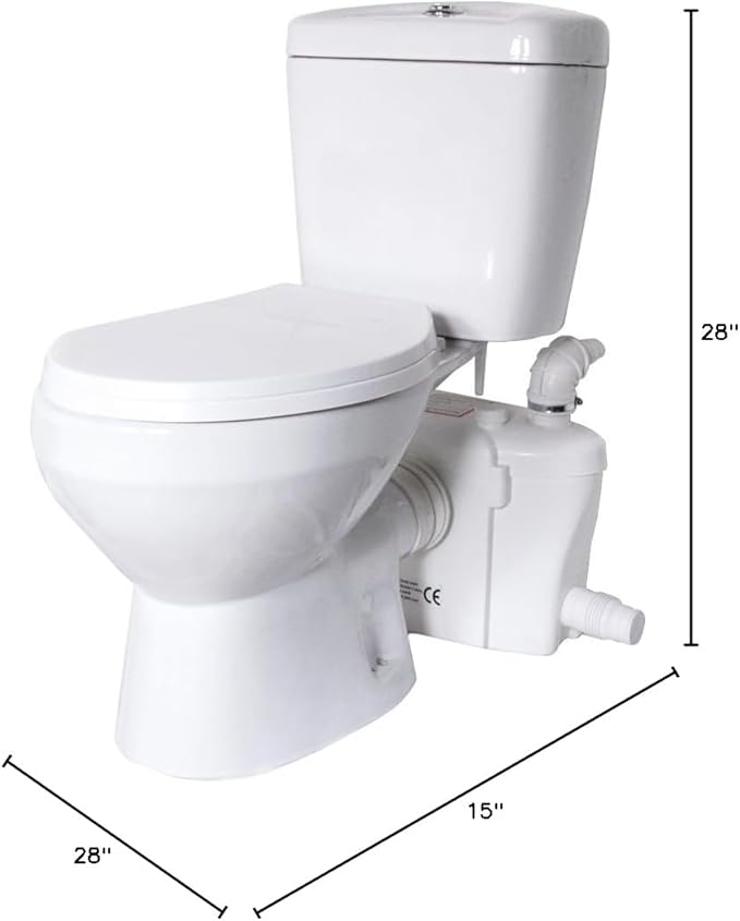 800W/1+HP American Round Macerating Toilet Kit with Macerator Pump for Basement Toilet System, 3-Piece Kit by Lift Assure