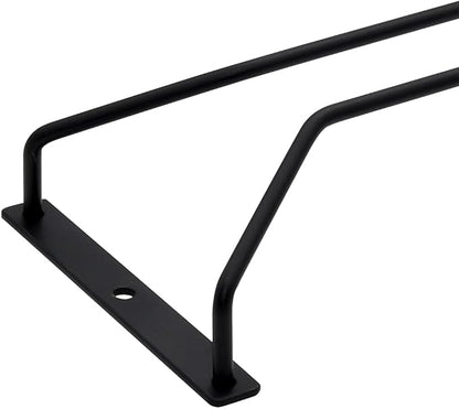8.8-Inch Wine Glass Rack - Under Cabinet Stemware Wine Glass Holder Glasses Storage Hanger Metal Organizer for Bar Kitchen Black (1 Rows, 3 Pack)