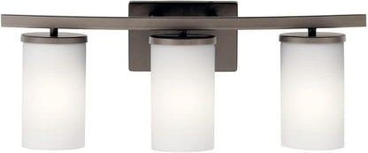 KICHLER Crosby 23" 3 Light Vanity Light Satin Etched Cased Opal Olde Bronze®,White