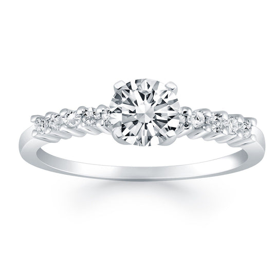 Bague de fiançailles en or blanc 14 carats avec diamants et griffes partagées