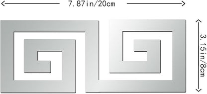 15 Pcs DIY Geometric Shape Acrylic Decorative Mirror Stickers Removable Adhesive Wall Mirror Décor for Living Room Home Background (Silver，3.15 * 7.87inches)