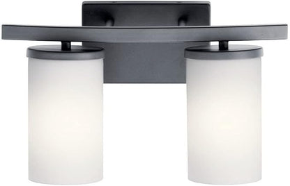 Kichler Crosby 15" 2 Light Vanity Light Satin Etched Cased Opal Olde Bronze®