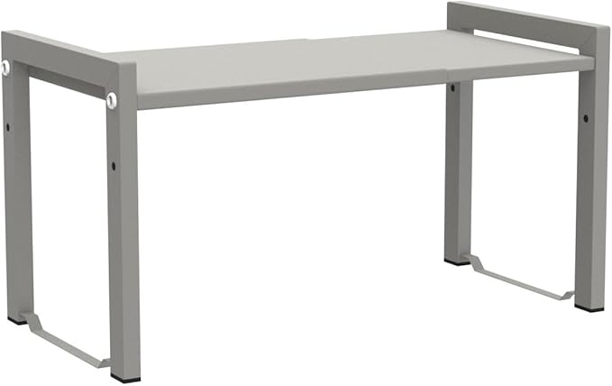 Expandable Cabinet Shelf Organizer 16-26" L Stackable Kitchen Counter Shelf Rack Stand Sink Riser Countertop Storage White (Normal 7.9”D)