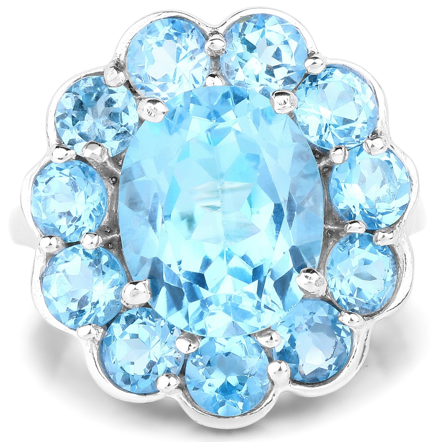 8.77 Carat Genuine Swiss Blue Topaz .925 Sterling Silver Ring