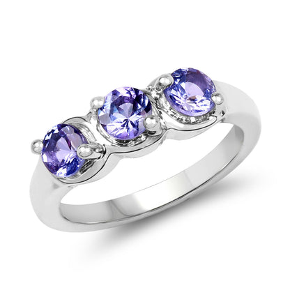 1.05 Carat Genuine Tanzanite .925 Sterling Silver Ring