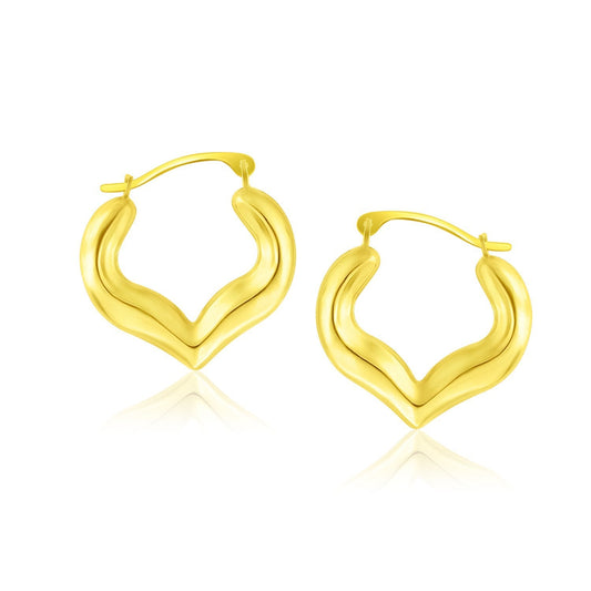 Boucles d'oreilles créoles cœur en or jaune 10 carats