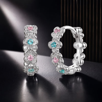 925 Sterling Silver Earrings with CZ in Pavé Setting, 12x3mm, for Women