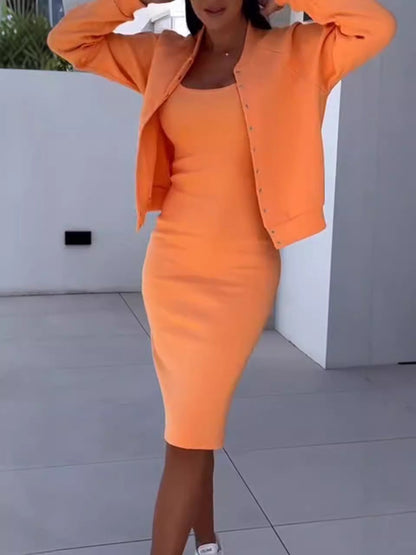 2026 European And American Cross Border Best Selling Autumn-winter New Style Dress And Jacket Women's Two Piece Set