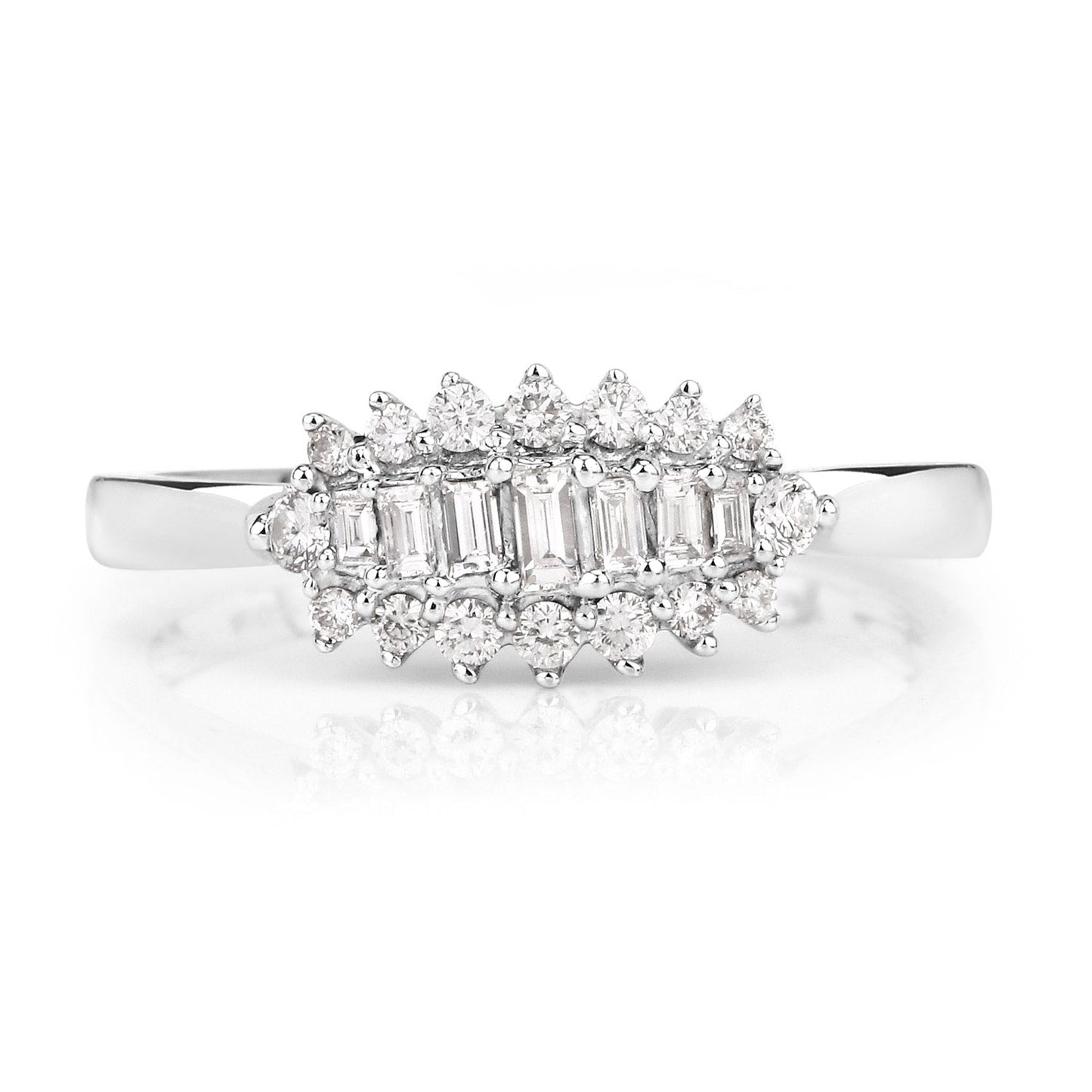 0.37 Carat Genuine White Diamond 14K White Gold Ring (E-F Color, VS-SI Clarity)