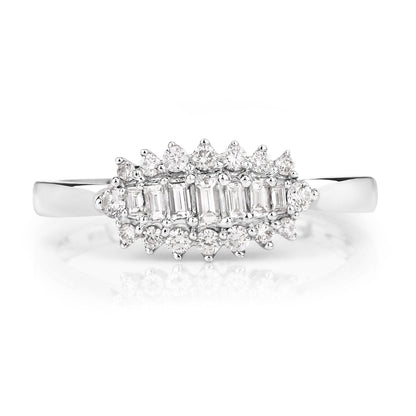 0.37 Carat Genuine White Diamond 14K White Gold Ring (E-F Color, VS-SI Clarity)
