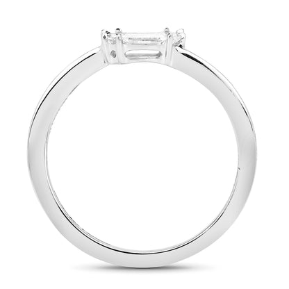 0.33 Carat Genuine White Diamond 18K White Gold Ring (F-G Color, VVS-VS Clarity)