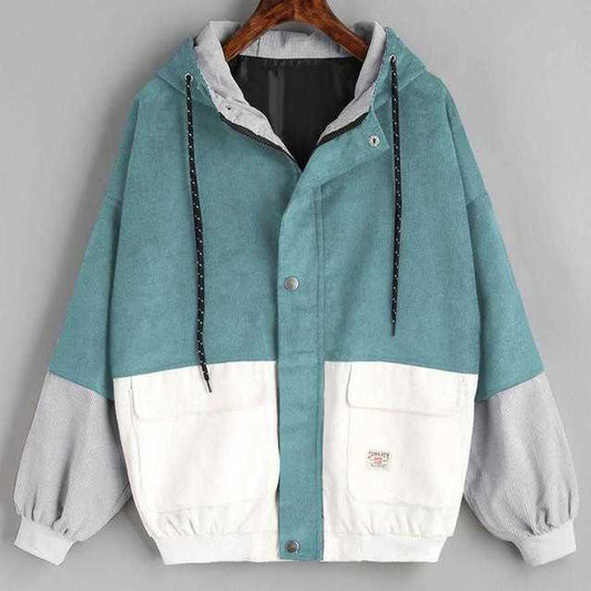 Chaquetas de pana de retazos extragrandes para mujer