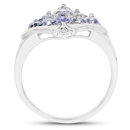 1.53 Carat Genuine Tanzanite .925 Sterling Silver Ring