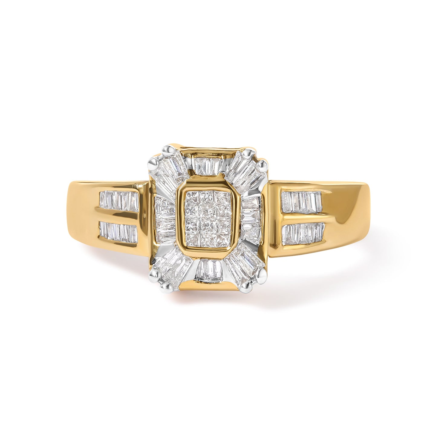 10K Yellow Gold 1/2 Cttw Diamond Composite and Halo Ring (H-I Color, SI1-SI2 Clarity) - Ring Size 7