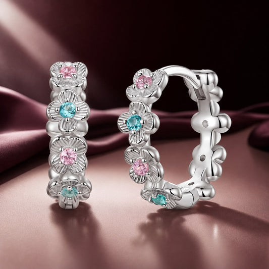 925 Sterling Silver Earrings with CZ and White Gold Plating
