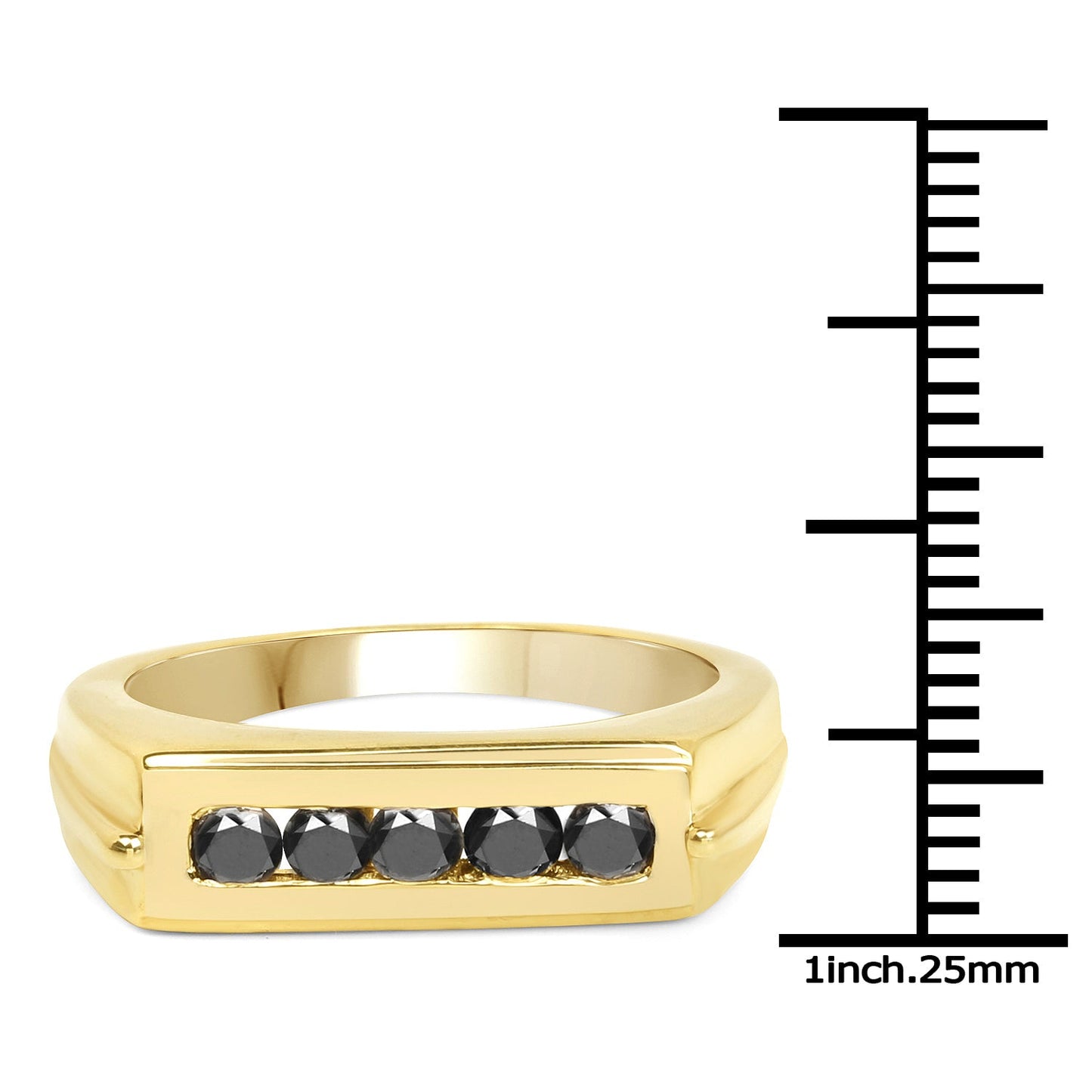 14K Yellow Gold Plated 0.50 Carat Genuine Black Diamond .925 Sterling Silver Ring