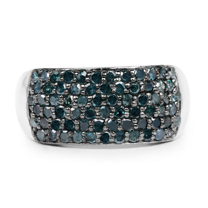 1.17 Carat Genuine Blue Diamond .925 Sterling Silver Ring