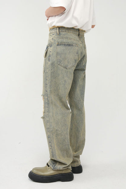 Raw Hem Distressed Jeans