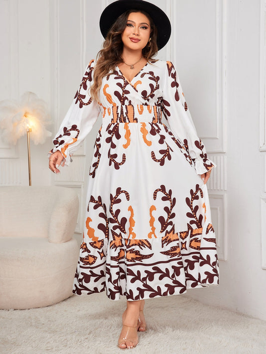 Vestido cruzado Honey Plus Size con volantes y estampado