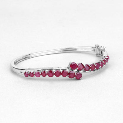 9.10 Carat Glass Filled Ruby .925 Sterling Silver Bangle