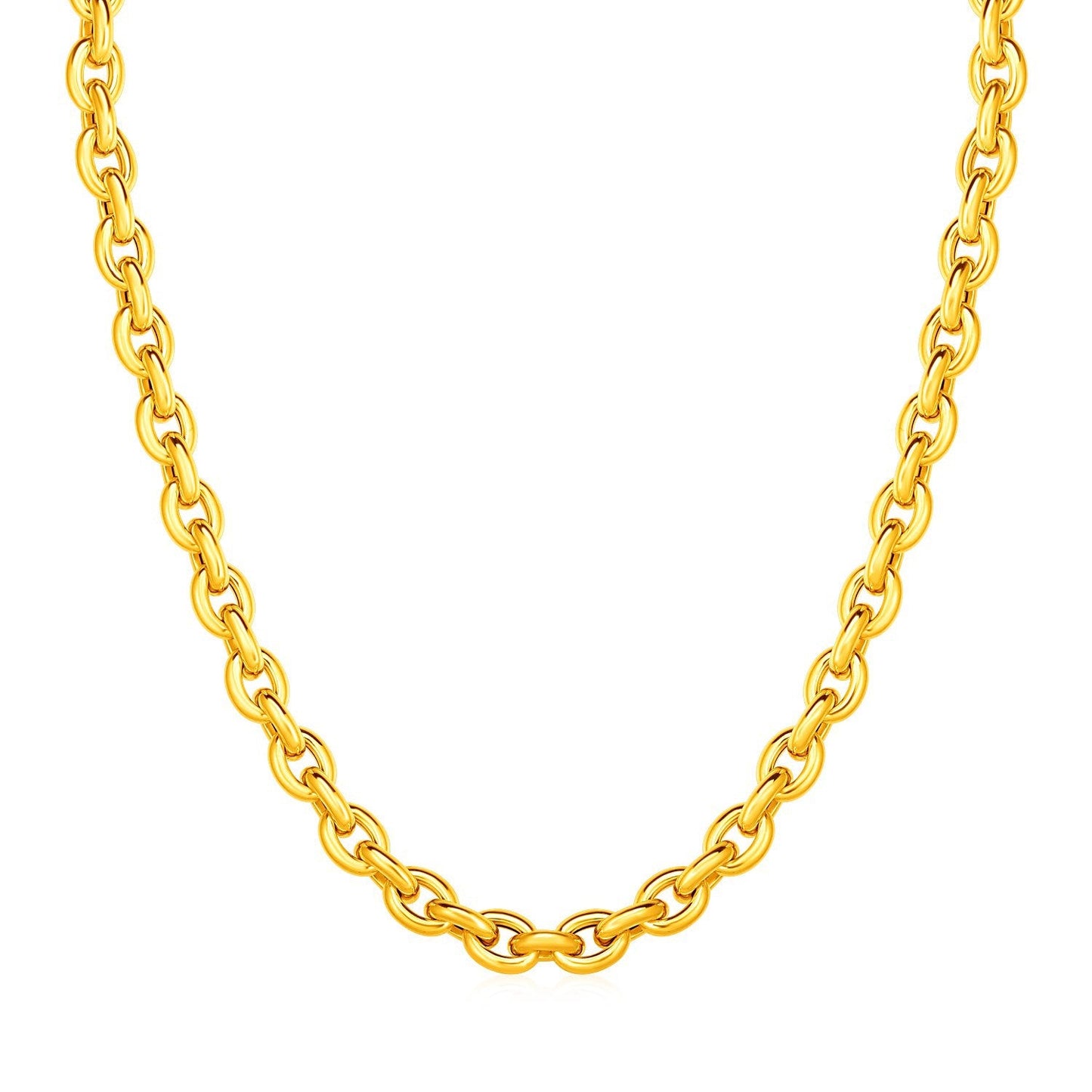 14k Yellow Gold Polished Oval Link Necklace