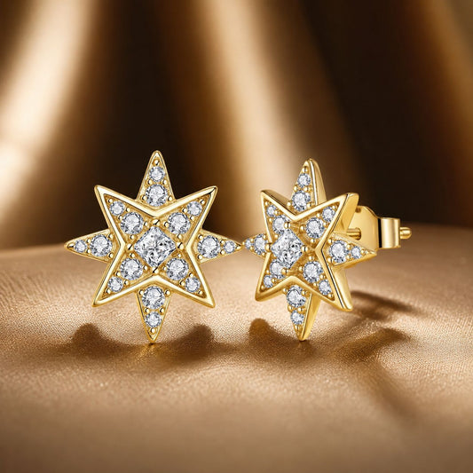 Boucles d'oreilles en argent sterling 925 plaqué or serties pavé