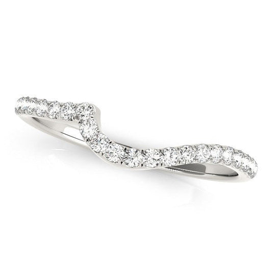 Bague de mariage en or blanc 14 carats avec pavé rond et diamants courbés (0,20 carat au total)