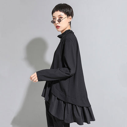 Women's Asymmetrical Ruffle Long Sleeve T-Shirt 2022