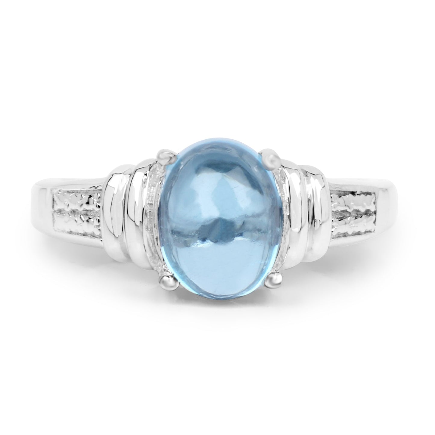2.10 Carat Genuine Swiss Blue Topaz .925 Sterling Silver Ring