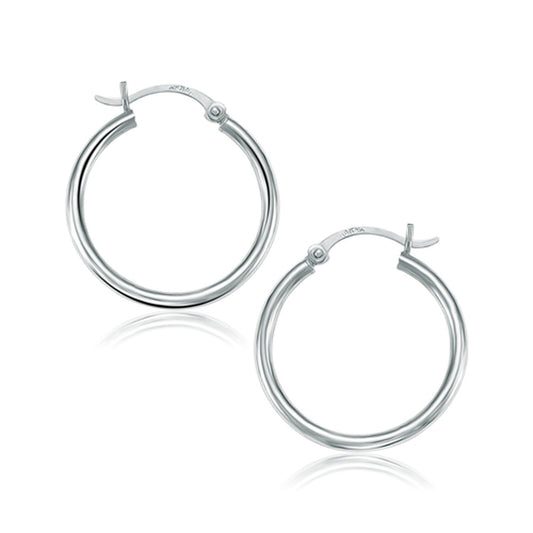 Boucles d'oreilles créoles polies en or blanc 14 carats (25 mm)