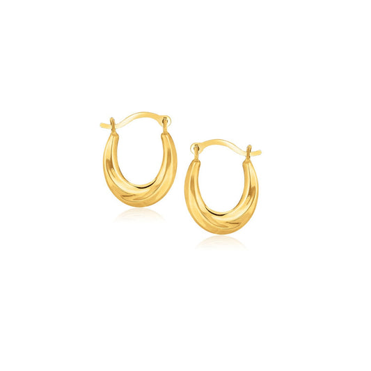 Boucles d'oreilles créoles ovales en or jaune 10 carats