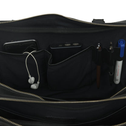 Dixon Black Buffalo Leather Laptop Briefcase