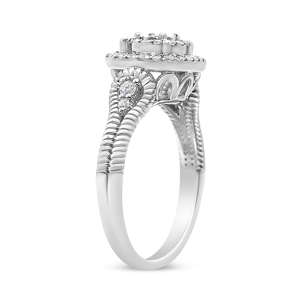 .925 Sterling Silver 1/3 Cttw Miracle Set Round-Cut Diamond Cocktail Ring (H-I Color, I1-I2 Clarity) - Size 7